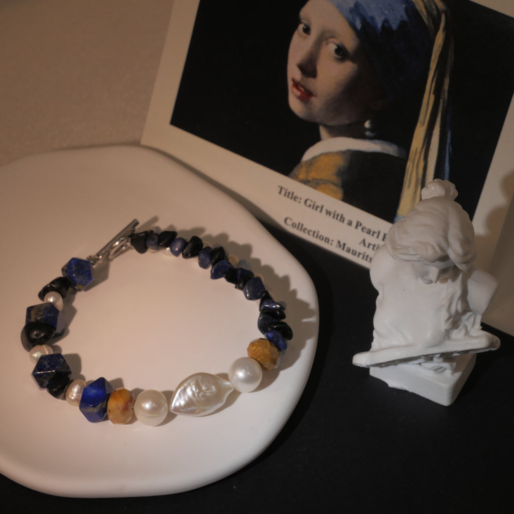 Luminous Pure: Vermeer Inspired Pearl & Picture Jasper Bracelet——A classical palette for elegance and intuition