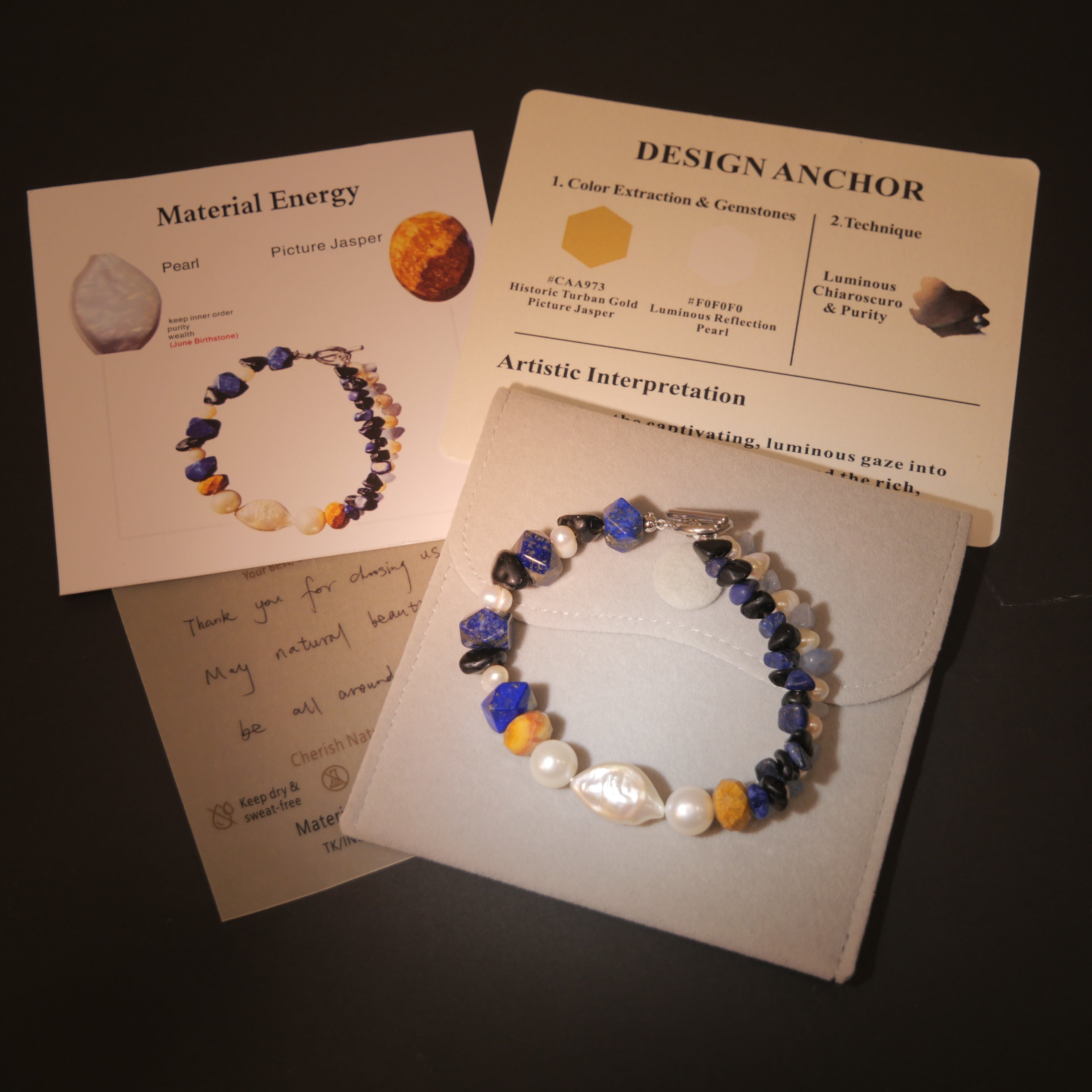 Luminous Pure: Vermeer Inspired Pearl & Picture Jasper Bracelet——A classical palette for elegance and intuition