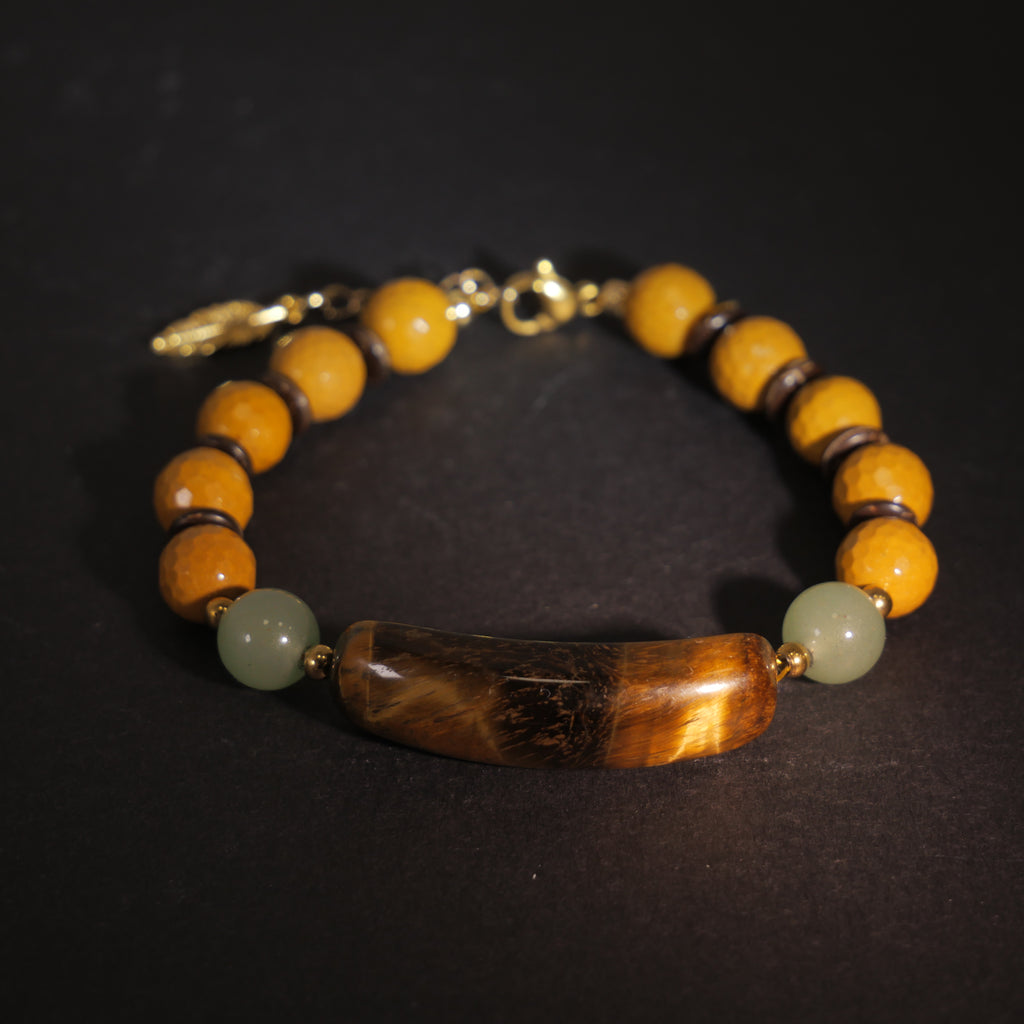 Enigmatic Gaze: Da Vinci Inspired Tiger's Eye & Mookaite Bracelet ——A Renaissance palette for wisdom and femininity