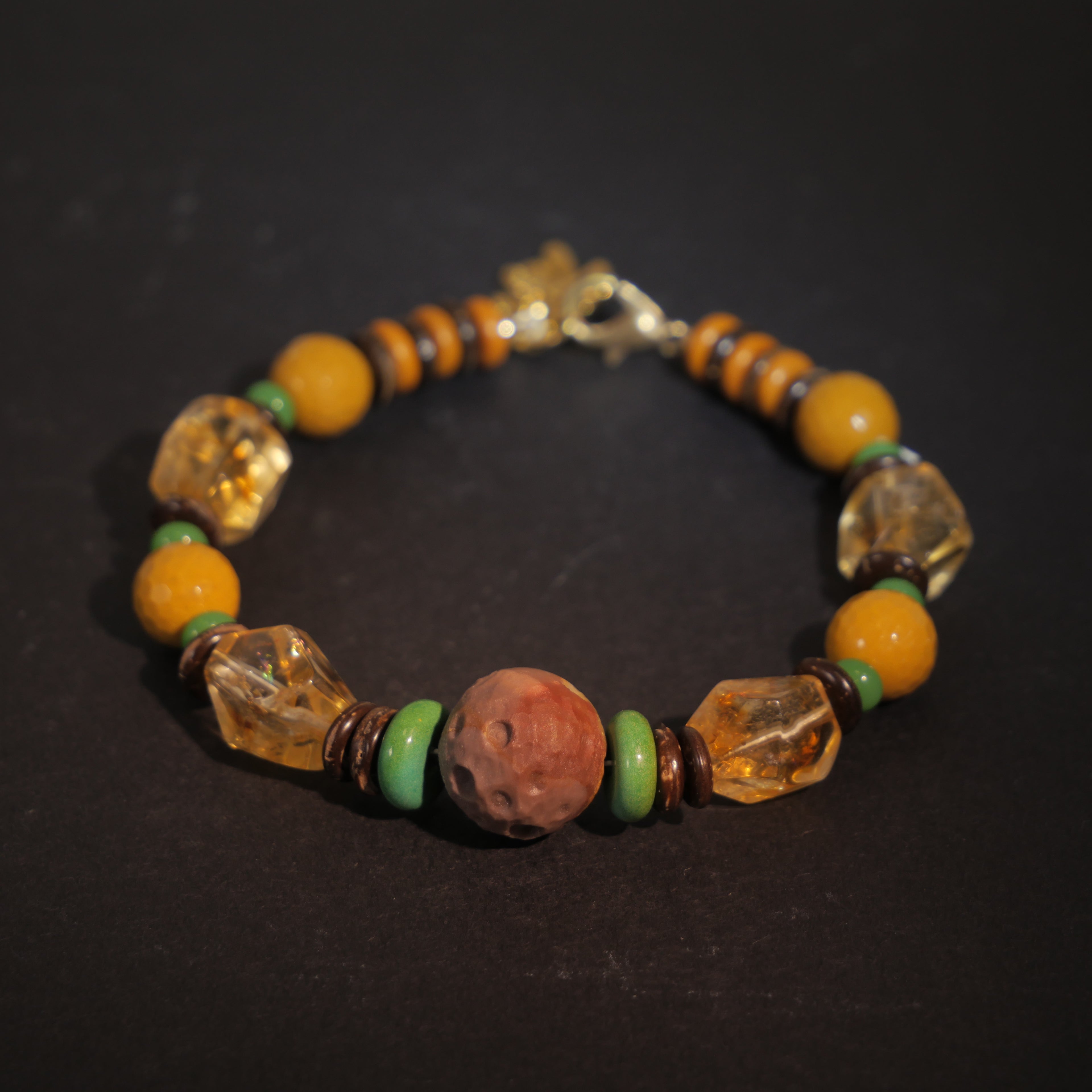 Radiant Sunflowers: Van Gogh Inspired Citrine & Alashan Meteorite Bracelet——A scorching palette for confidence  and abundance