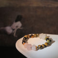 Solitary Resilience: Wyeth Inspired Rose Quartz &  Black Rutilated Quartz Bracelet——A velvety palette for solitude and grounding