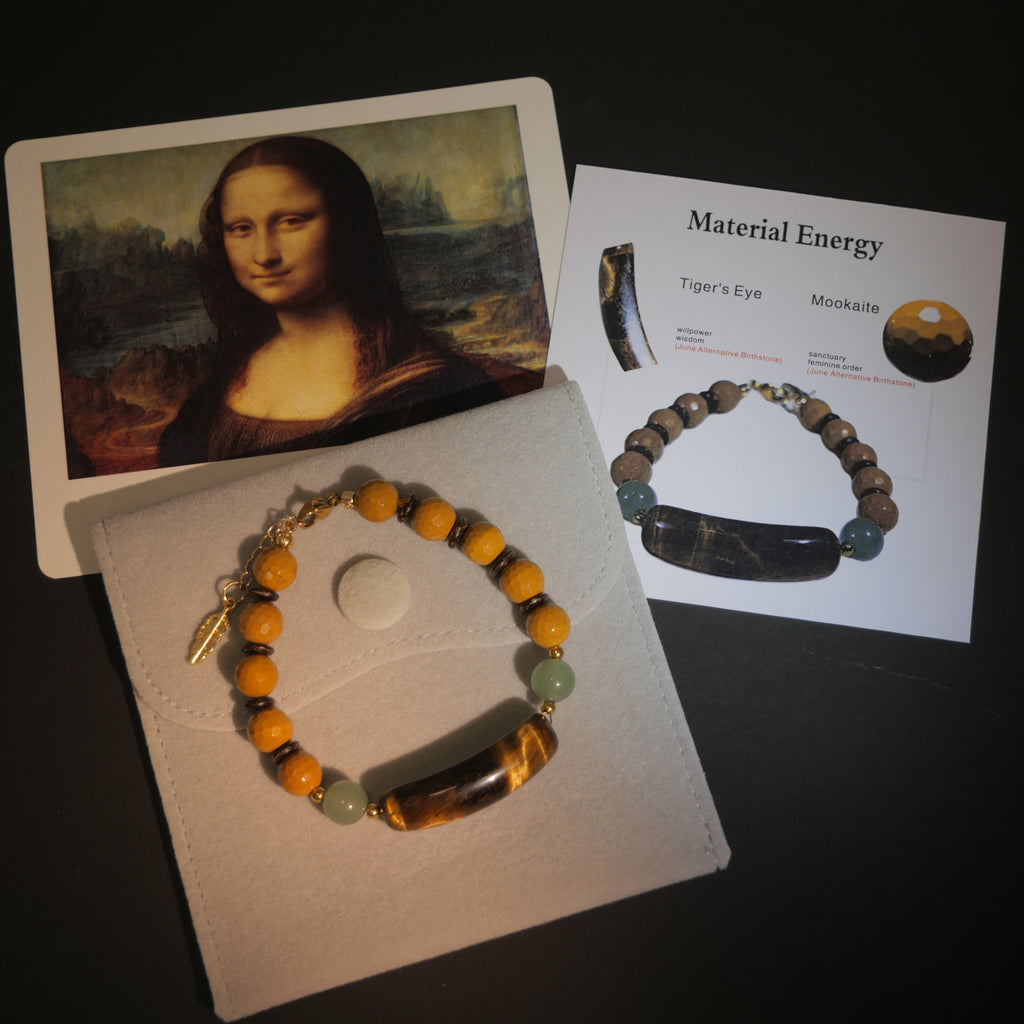 Enigmatic Gaze: Da Vinci Inspired Tiger's Eye & Mookaite Bracelet ——A Renaissance palette for wisdom and femininity