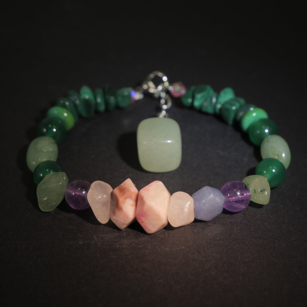 Giverny Dusk: Monet Inspired Rhodonite & Amethyst Bracelet——A serene sanctuary for a restful sou