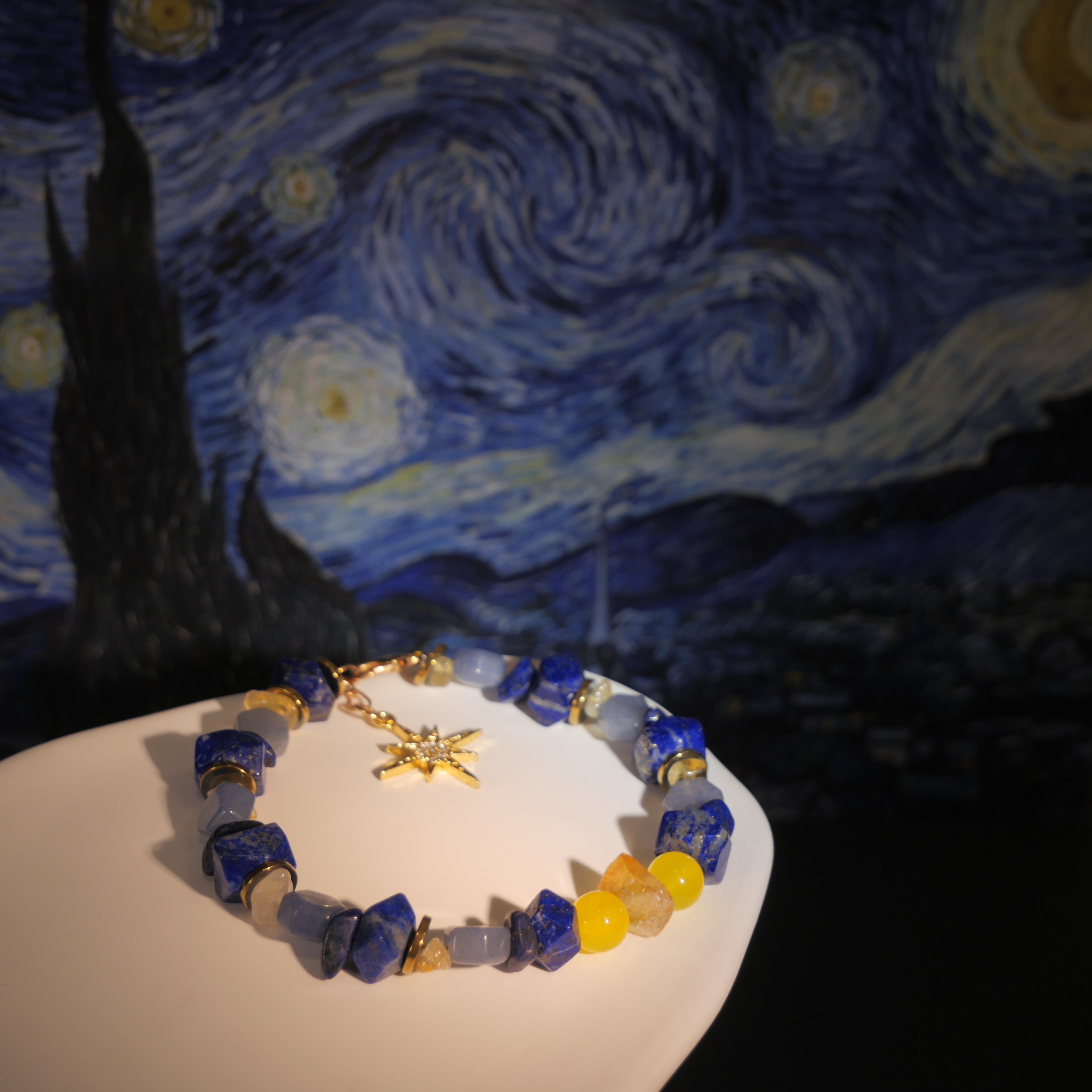 Radiant Sunflowers: Van Gogh Inspired Citrine & Alashan Meteorite Bracelet.——A scorching palette for happiness and abundance.