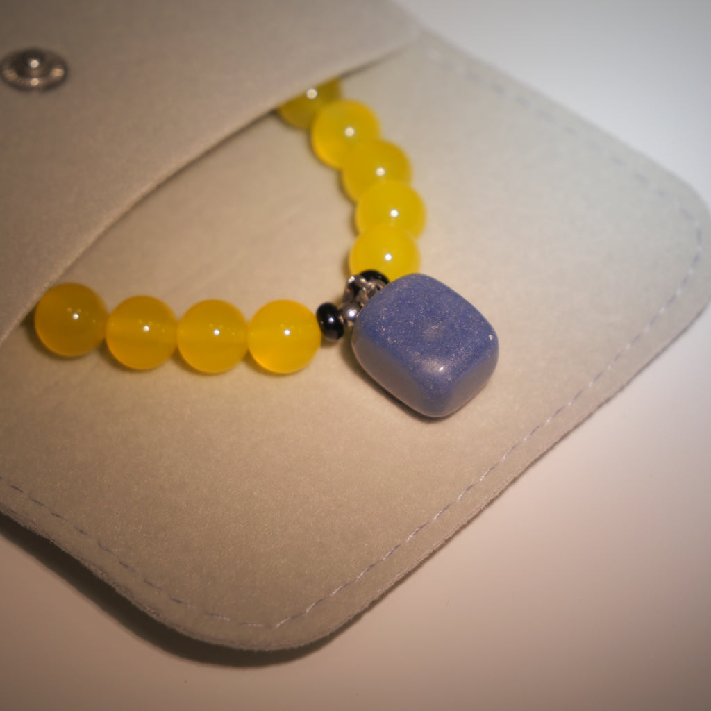 Turbulent Will: Van Gogh Inspired Yellow Agate & Blue Aventurine Bracelet——A rhythmic palette for willpower and intuition.