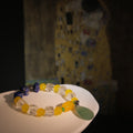 Gilded Embrace: Klimt Inspired Yellow Agate & Black Rutilated Quartz Bracelet——A golden palette for abundance and sacred love