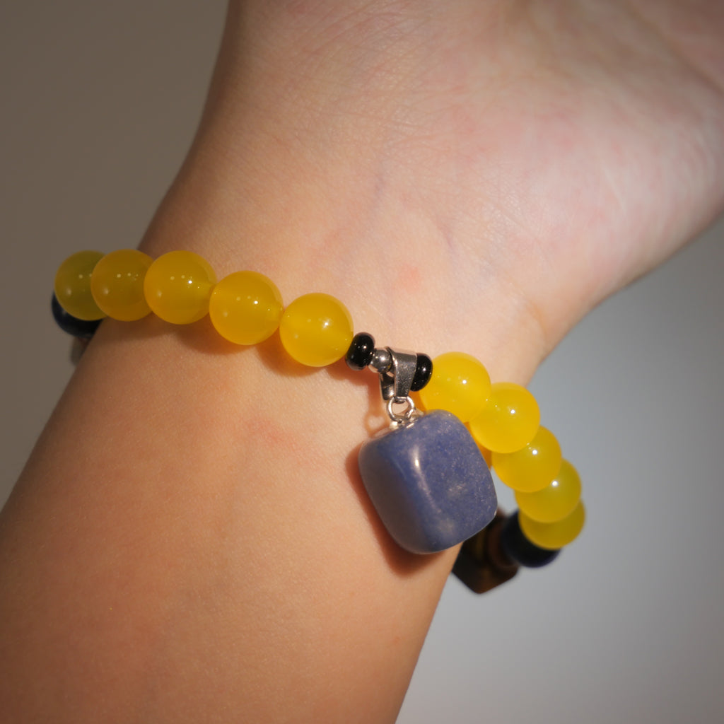 Turbulent Will: Van Gogh Inspired Yellow Agate & Blue Aventurine Bracelet——A rhythmic palette for willpower and intuition.