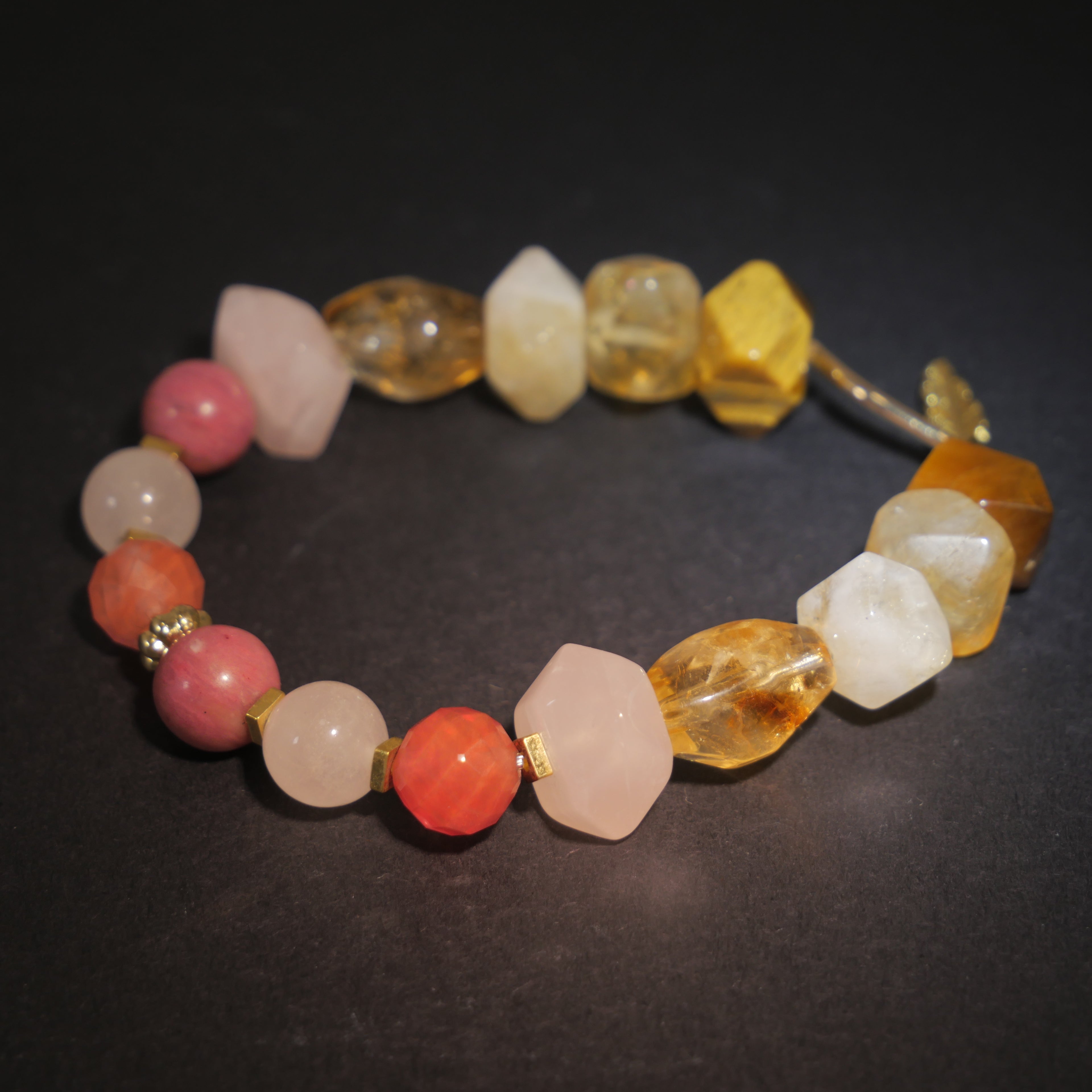 Pop Glamour: Warhol Inspired Citrine & Watermelon Red Stone Bracelet ——A vibrant palette for confidence and joy