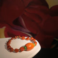 Radiant Flame: O'Keeffe Inspired Red Jasper & Malachite Bracelet——A fiery palette for vitality and passion
