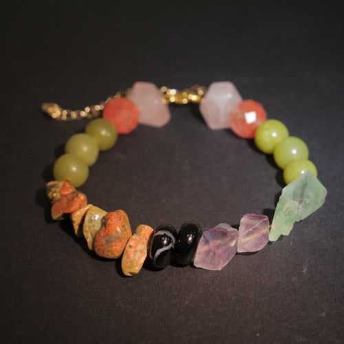 Botanical Light: Monet Inspired Strawberry Quartz & Epidote Bracelet——A sun-dappled palette for self-love and relationship