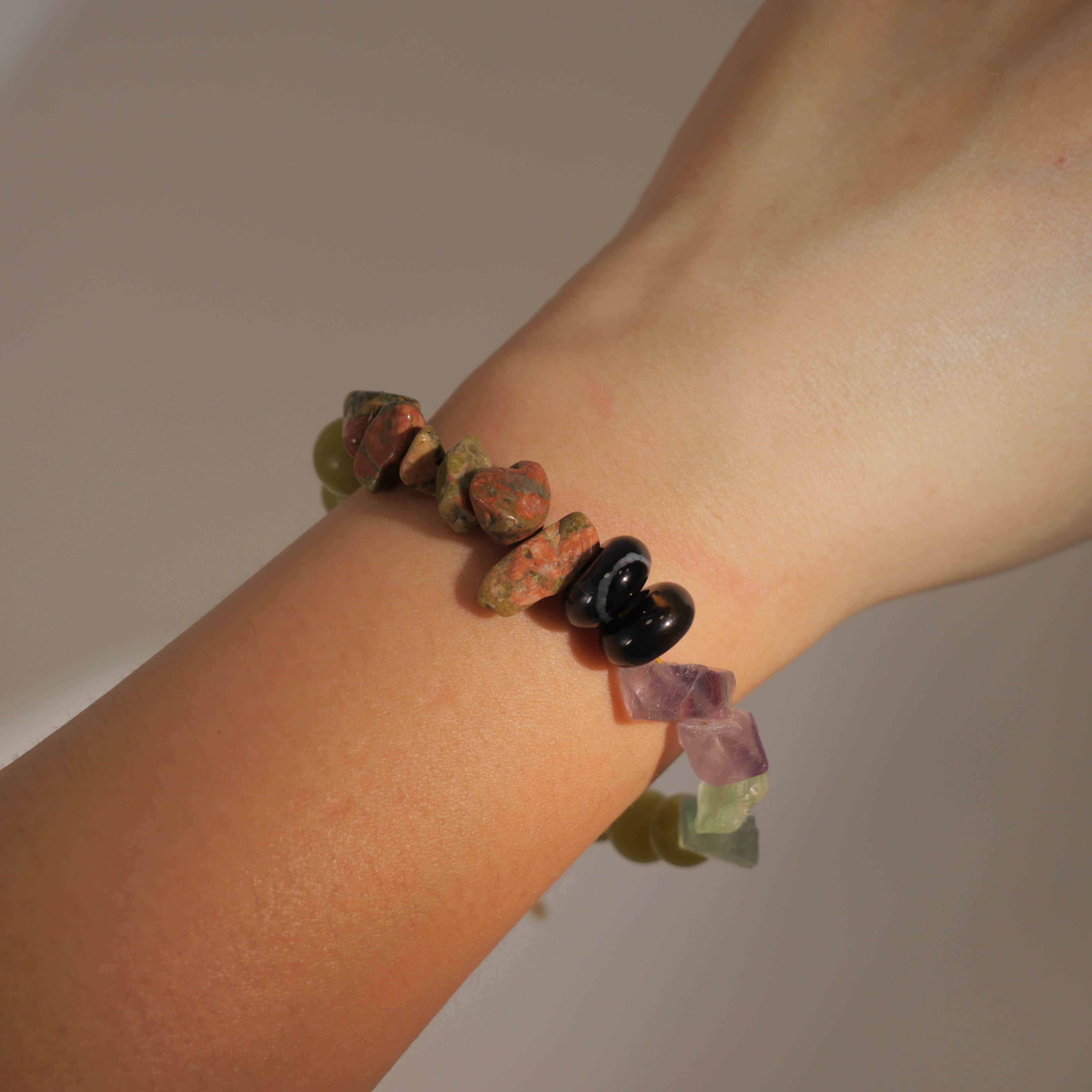 Botanical Light: Monet Inspired Strawberry Quartz & Epidote Bracelet——A sun-dappled palette for self-love and relationship