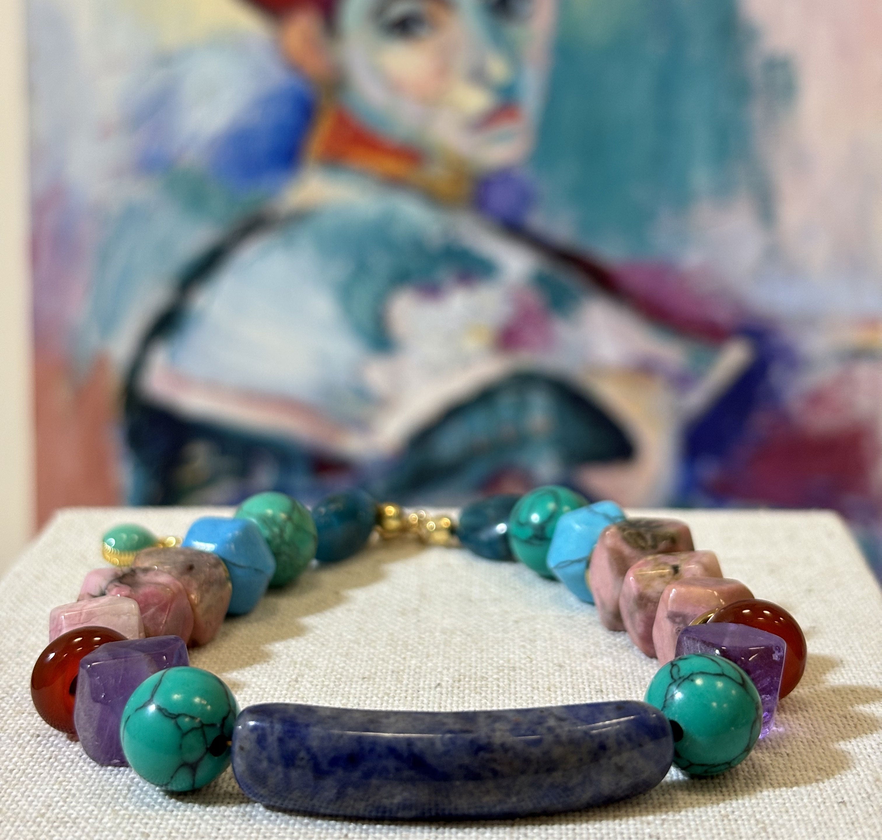 Rebellious Fauve: Matisse Inspired Amazonite & Sodalite Bracelet——A vibrant palette for joy and authentic expression.