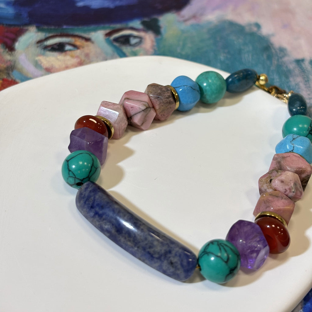 Rebellious Fauve: Matisse Inspired Amazonite & Sodalite Bracelet——A vibrant palette for joy and authentic expression.