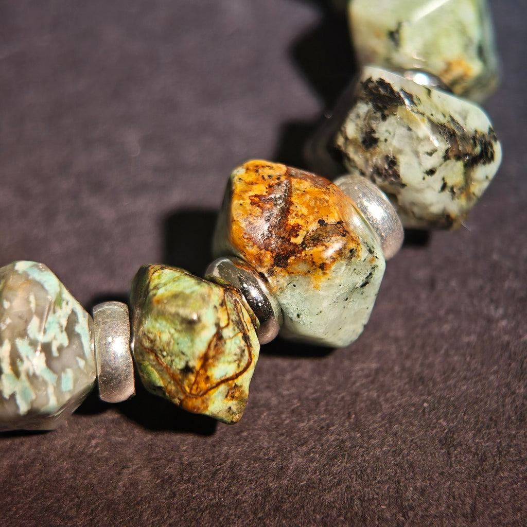 Profound Stillness: O'Keeffe Inspired African Pine & Clear Quartz Bracelet——A botanical palette for resilience and tranquility