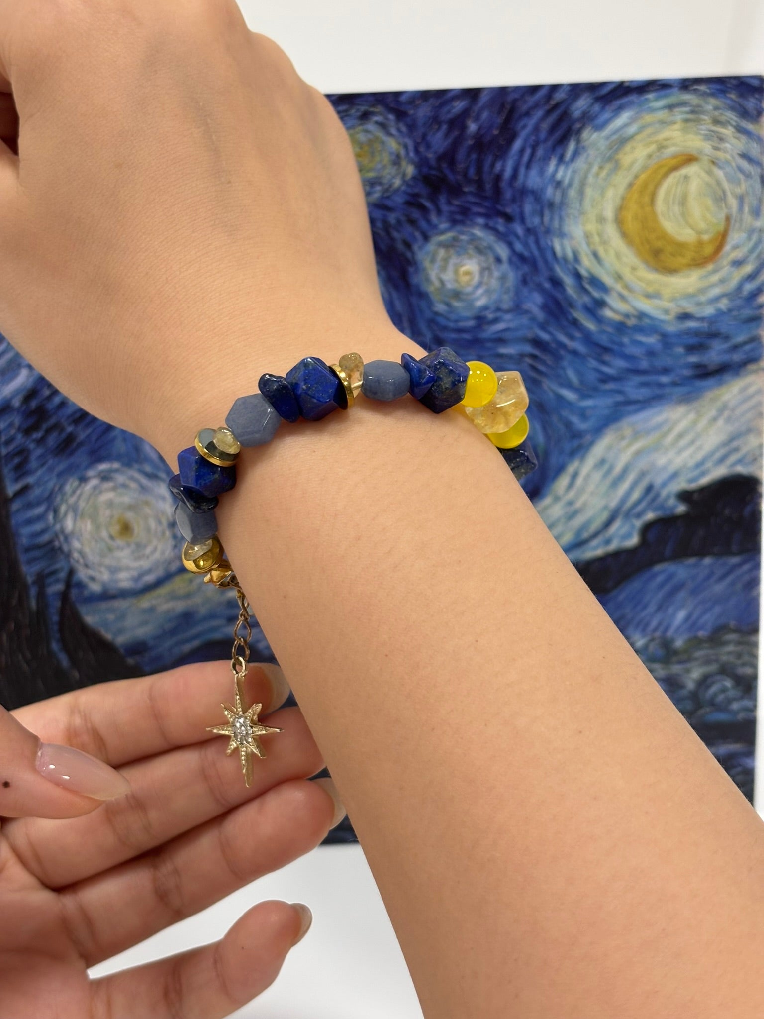 Radiant Sunflowers: Van Gogh Inspired Citrine & Alashan Meteorite Bracelet.——A scorching palette for happiness and abundance.