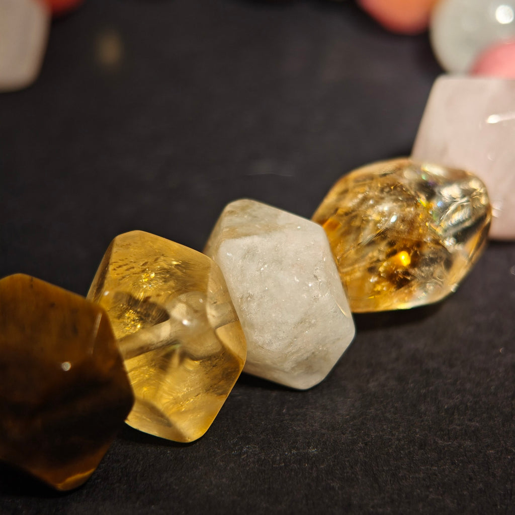 Pop Glamour: Warhol Inspired Citrine & Watermelon Red Stone Bracelet ——A vibrant palette for confidence and joy