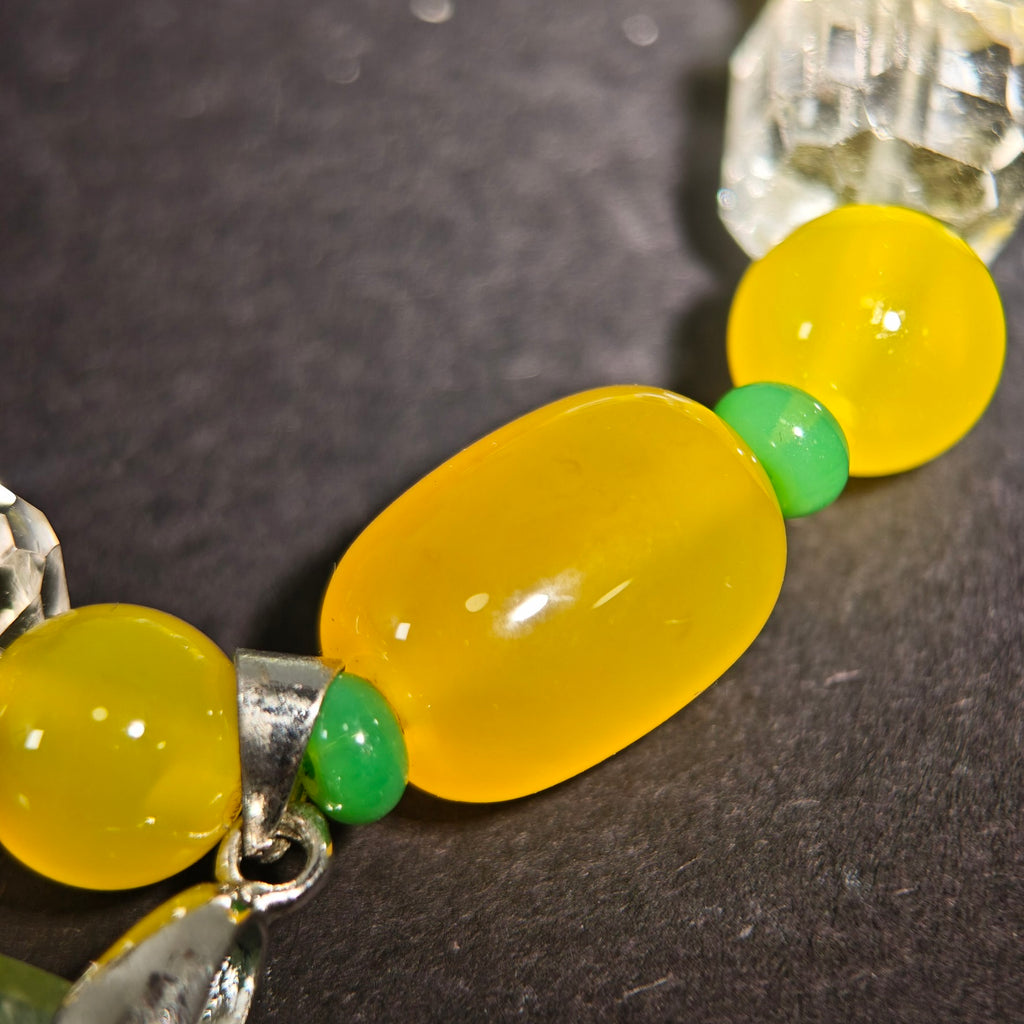 Gilded Embrace: Klimt Inspired Yellow Agate & Black Rutilated Quartz Bracelet——A golden palette for abundance and sacred love