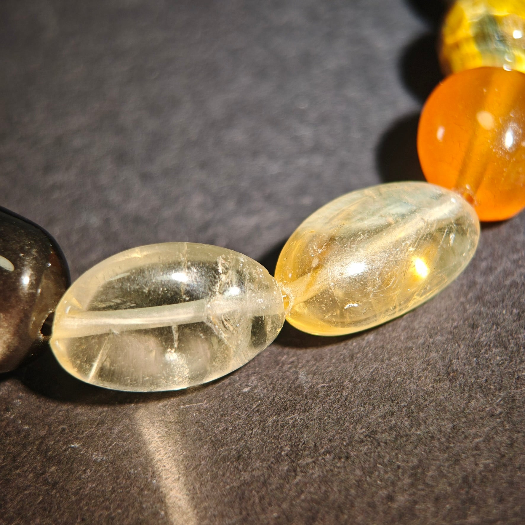 Urban Vision: Hopper Inspired Citrine & Silver Sheen Obsidian Bracelet——A neon palette for clarity and strength.