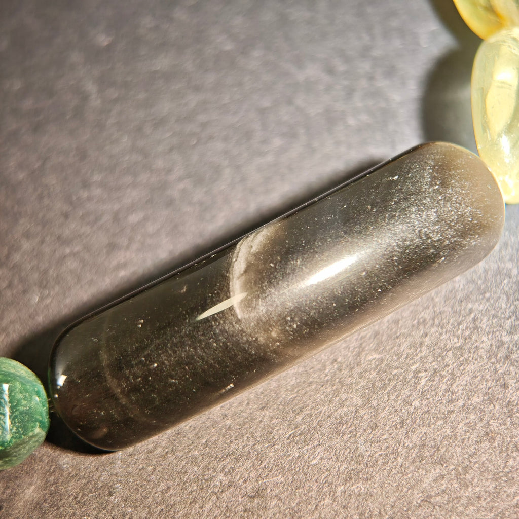 Urban Vision: Hopper Inspired Citrine & Silver Sheen Obsidian Bracelet——A neon palette for clarity and strength.