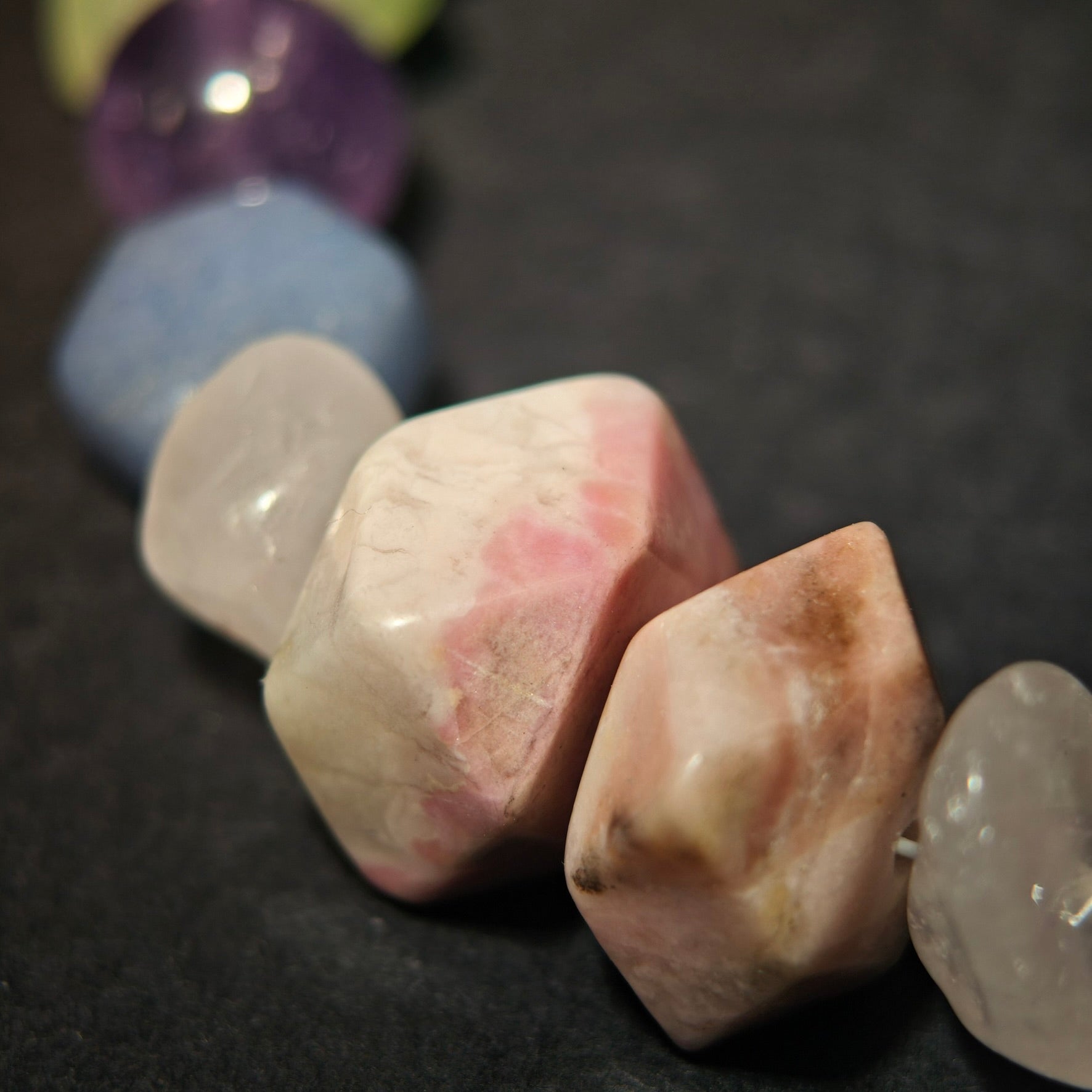 Giverny Dusk: Monet Inspired Rhodonite & Amethyst Bracelet——A serene sanctuary for a restful sou