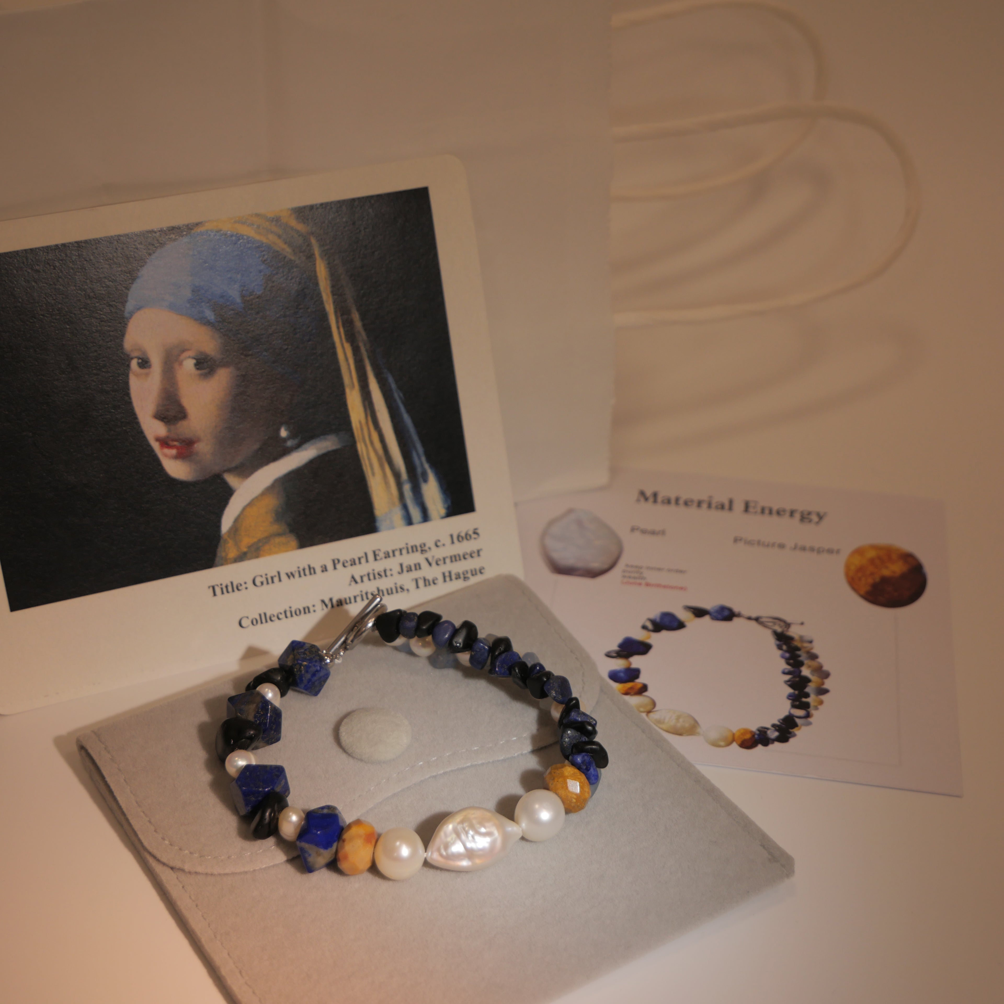 Luminous Pure: Vermeer Inspired Pearl & Picture Jasper Bracelet——A classical palette for elegance and intuition