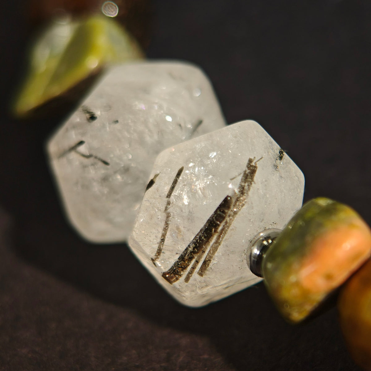 Solitary Resilience: Wyeth Inspired Rose Quartz &  Black Rutilated Quartz Bracelet——A velvety palette for solitude and grounding