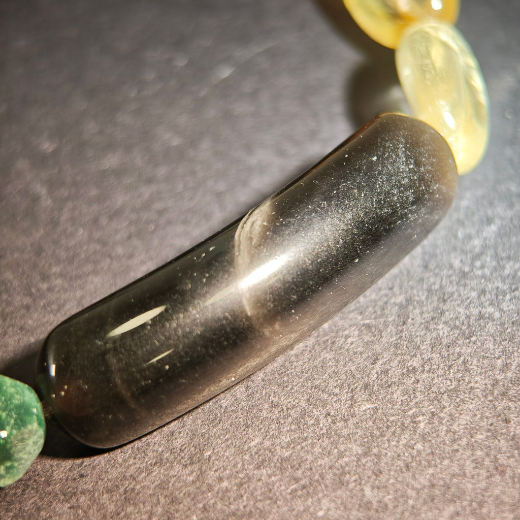 Urban Vision: Hopper Inspired Citrine & Silver Sheen Obsidian Bracelet——A neon palette for clarity and strength.