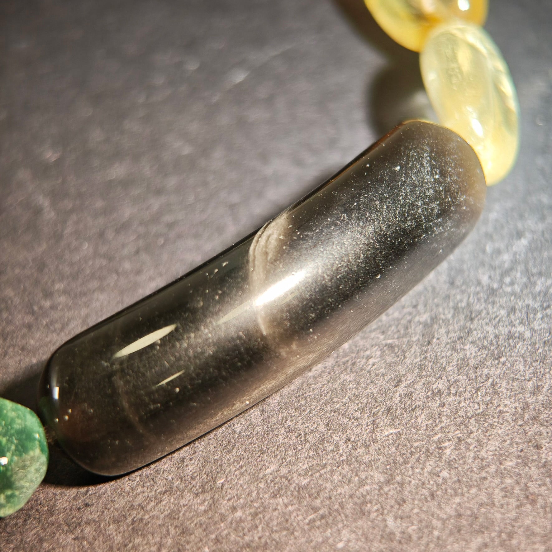 Urban Vision: Hopper Inspired Citrine & Silver Sheen Obsidian Bracelet——A neon palette for clarity and strength.