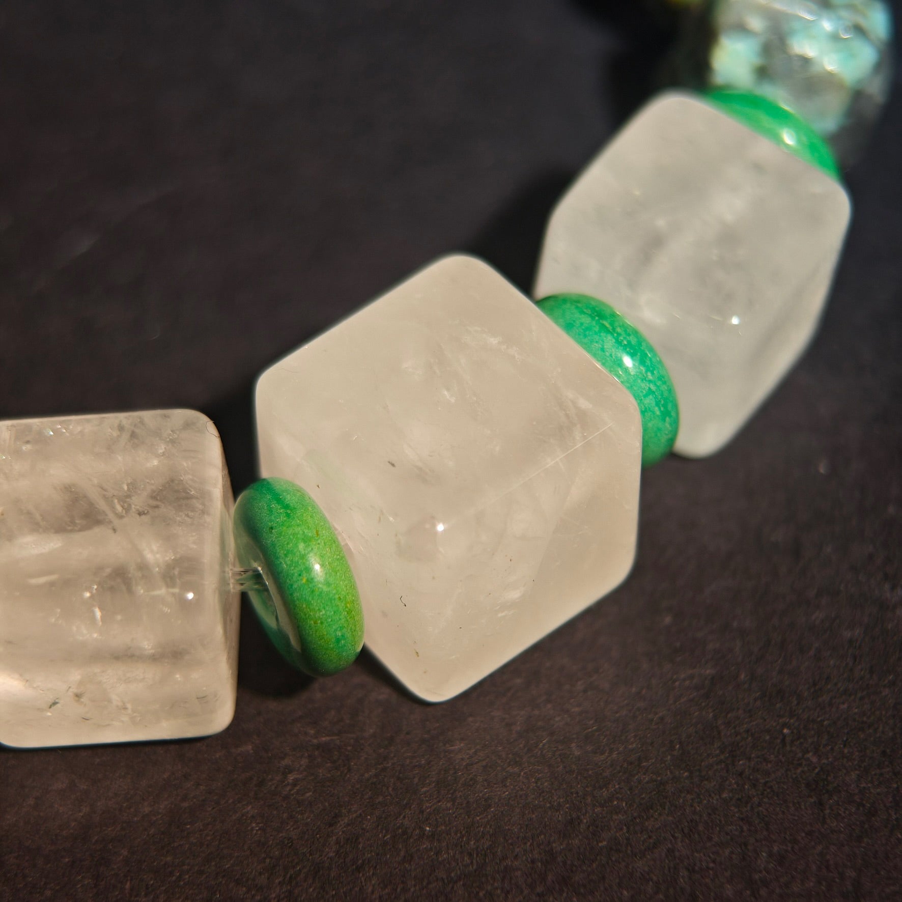 Profound Stillness: O'Keeffe Inspired African Pine & Clear Quartz Bracelet——A botanical palette for resilience and tranquility