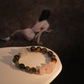 Solitary Resilience: Wyeth Inspired Rose Quartz &  Black Rutilated Quartz Bracelet——A velvety palette for solitude and grounding