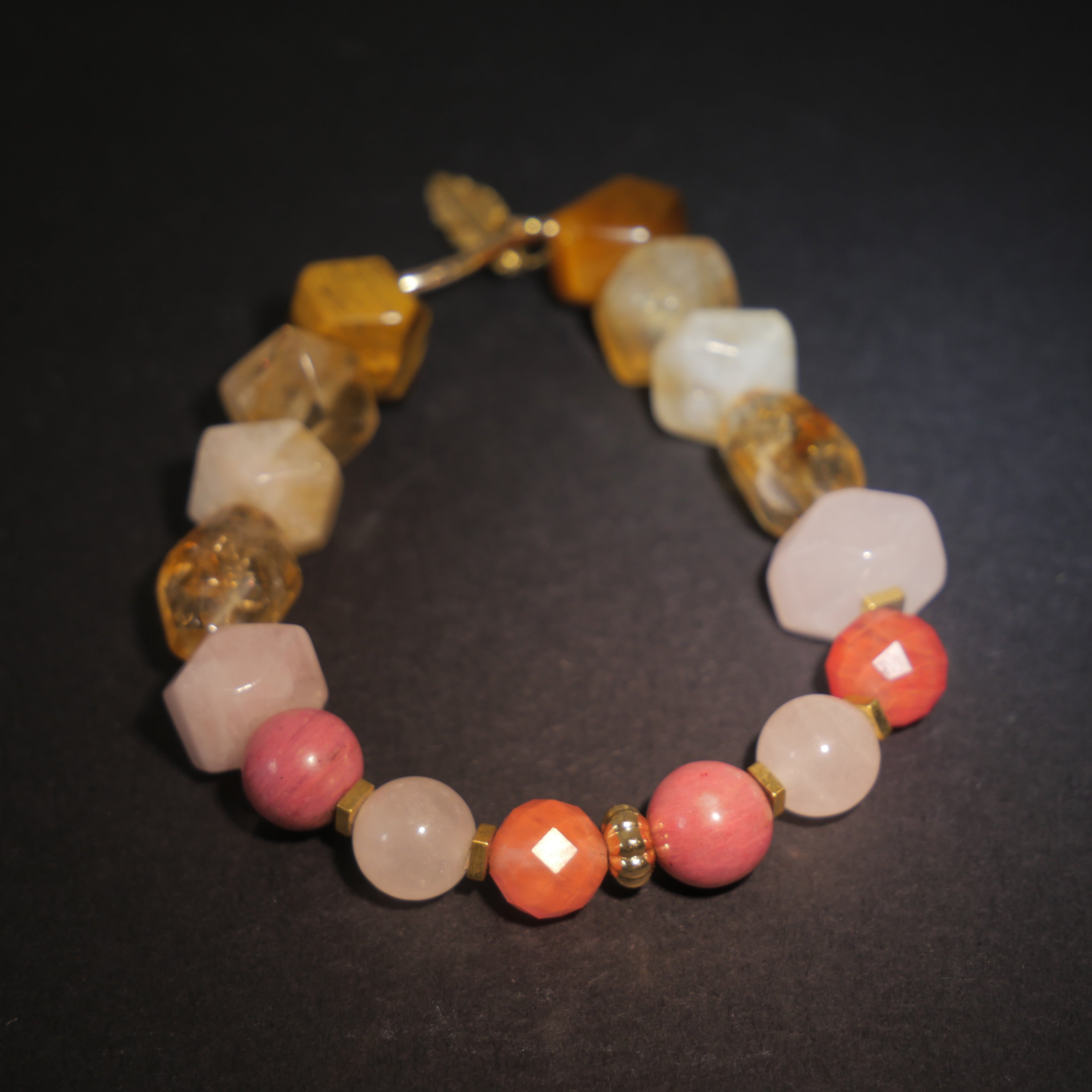 Pop Glamour: Warhol Inspired Citrine & Watermelon Red Stone Bracelet ——A vibrant palette for confidence and joy