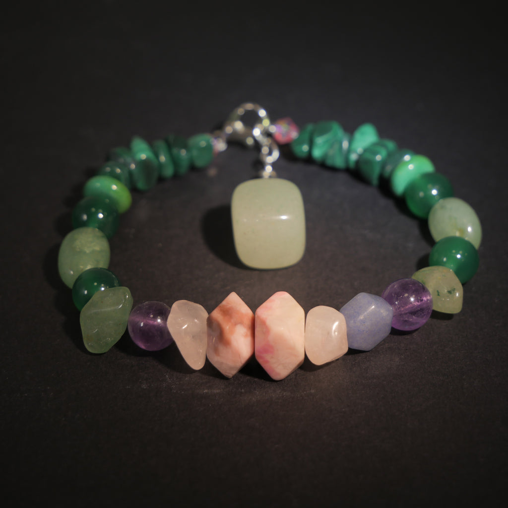 Giverny Dusk: Monet Inspired Rhodonite & Amethyst Bracelet——A serene sanctuary for a restful sou