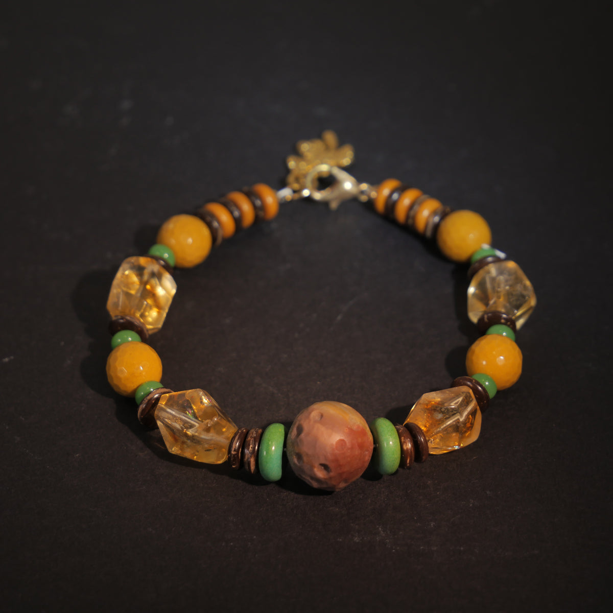 Radiant Sunflowers: Van Gogh Inspired Citrine & Alashan Meteorite Bracelet——A scorching palette for confidence  and abundance