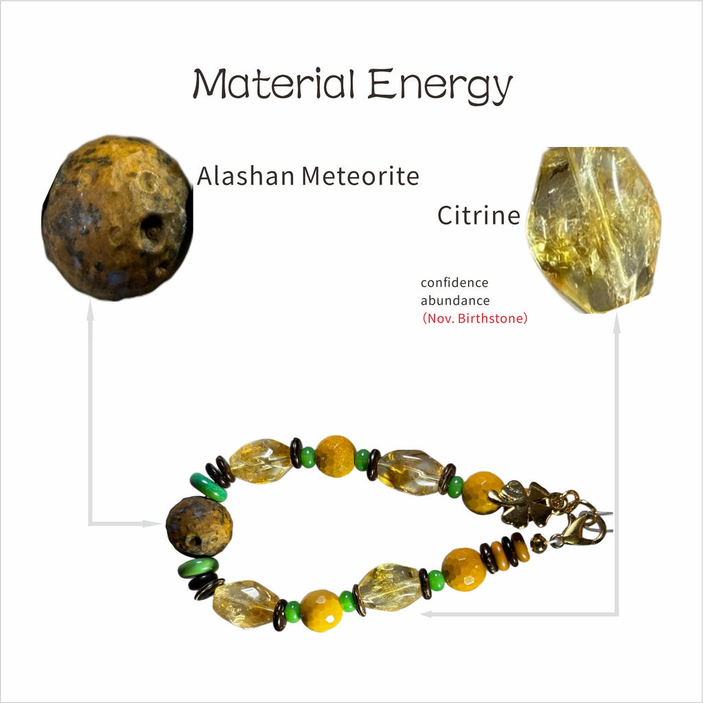 Radiant Sunflowers: Van Gogh Inspired Citrine & Alashan Meteorite Bracelet——A scorching palette for confidence  and abundance