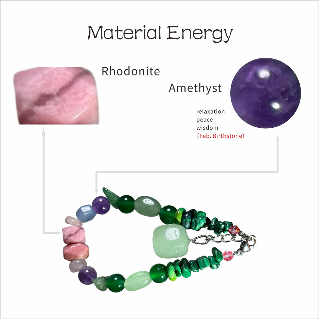 Giverny Dusk: Monet Inspired Rhodonite & Amethyst Bracelet——A serene sanctuary for a restful sou