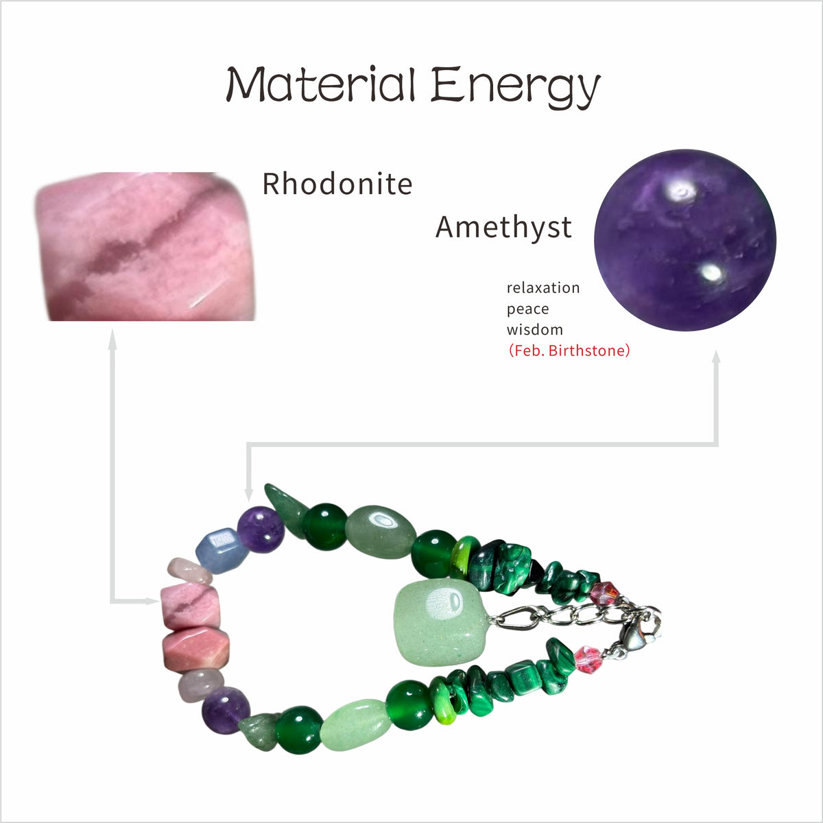 Giverny Dusk: Monet Inspired Rhodonite & Amethyst Bracelet——A serene sanctuary for a restful sou