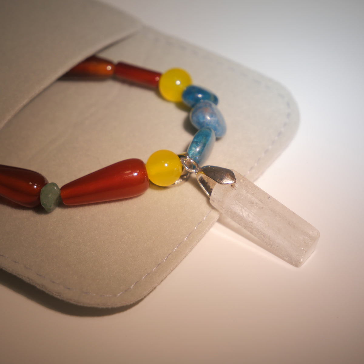 Surrealist Dream: Picasso Inspired Carnelian & Clear Quartz Bracelet——A vibrant palette for joy and inner peace