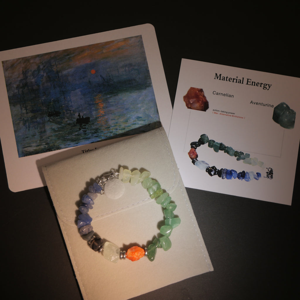 Dawn Seeker: Monet Inspired Carnelian & Aventurine Bracelet——A fleeting palette for vitality and courage