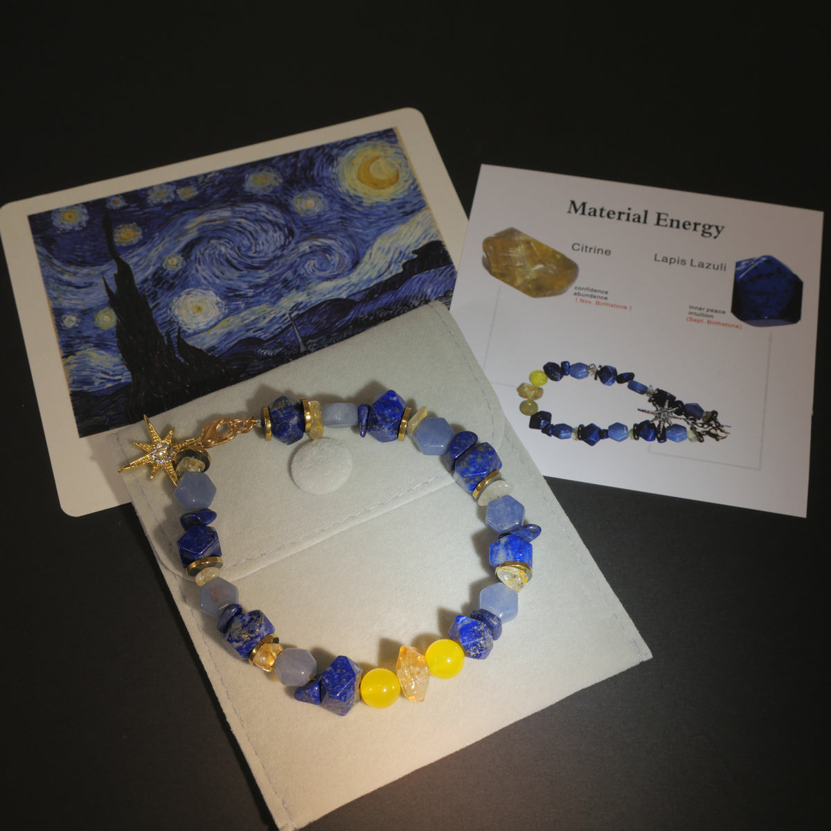 Radiant Sunflowers: Van Gogh Inspired Citrine & Alashan Meteorite Bracelet.——A scorching palette for happiness and abundance.