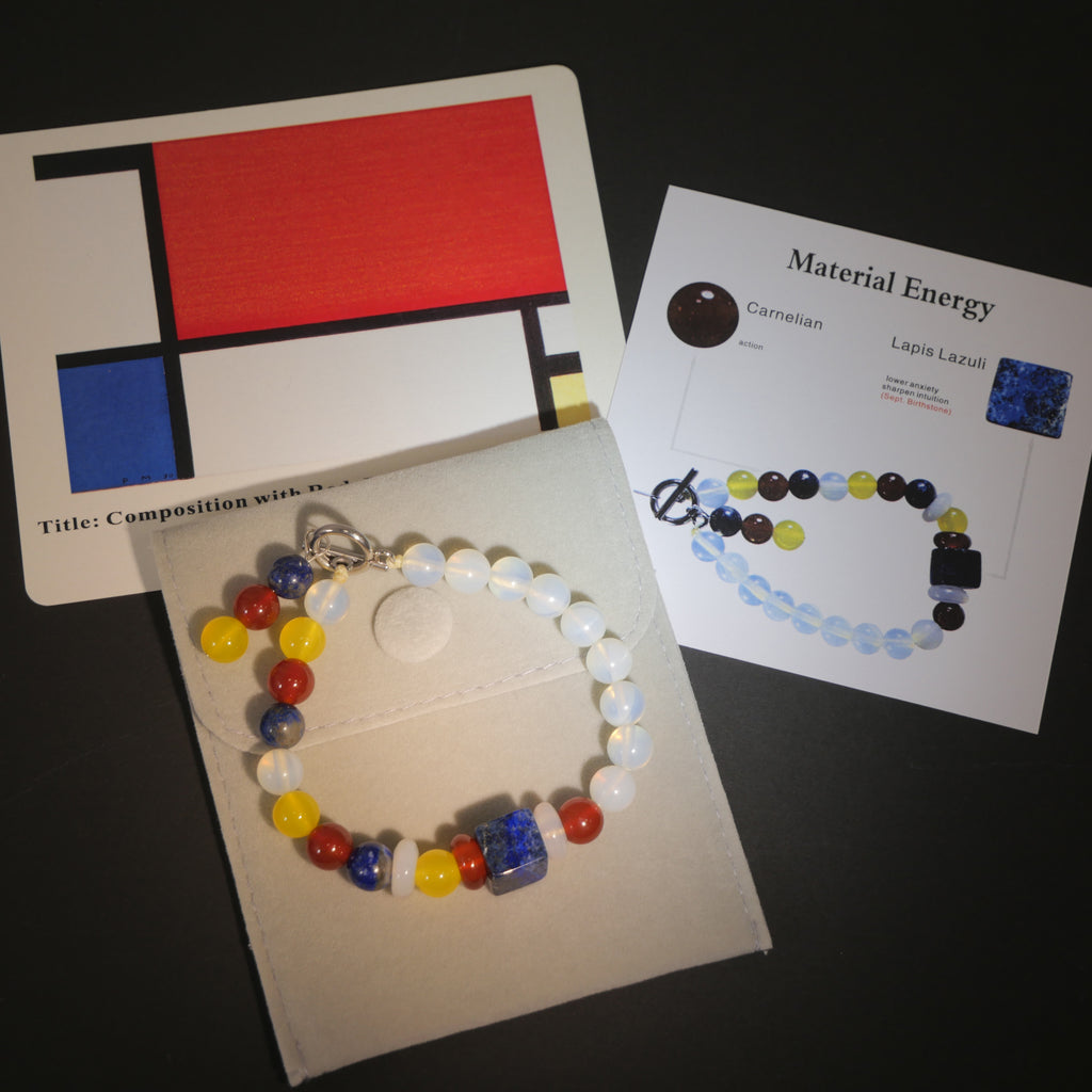 Absolute Balance: Mondrian Inspired Lapis Lazuli & Carnelian Bracelet——A grid palette for logic and equilibrium