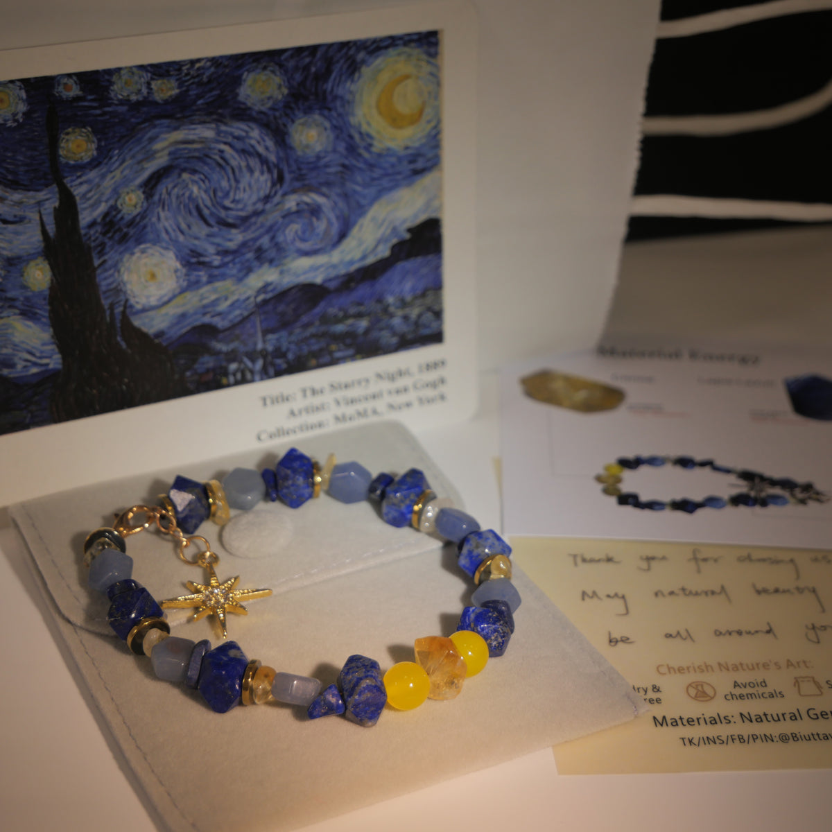 Radiant Sunflowers: Van Gogh Inspired Citrine & Alashan Meteorite Bracelet.——A scorching palette for happiness and abundance.
