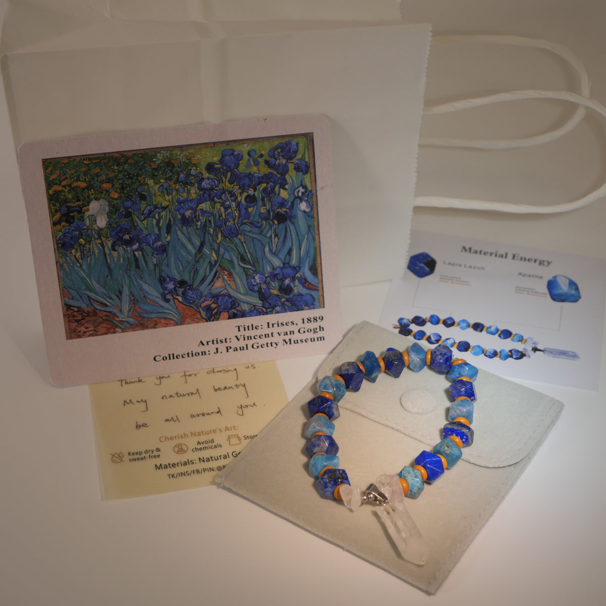 Saint-Rémy Blue: Van Gogh Inspired Lapis Lazuli & Apatite Bracelet——A rhythmic palette for creative vision.