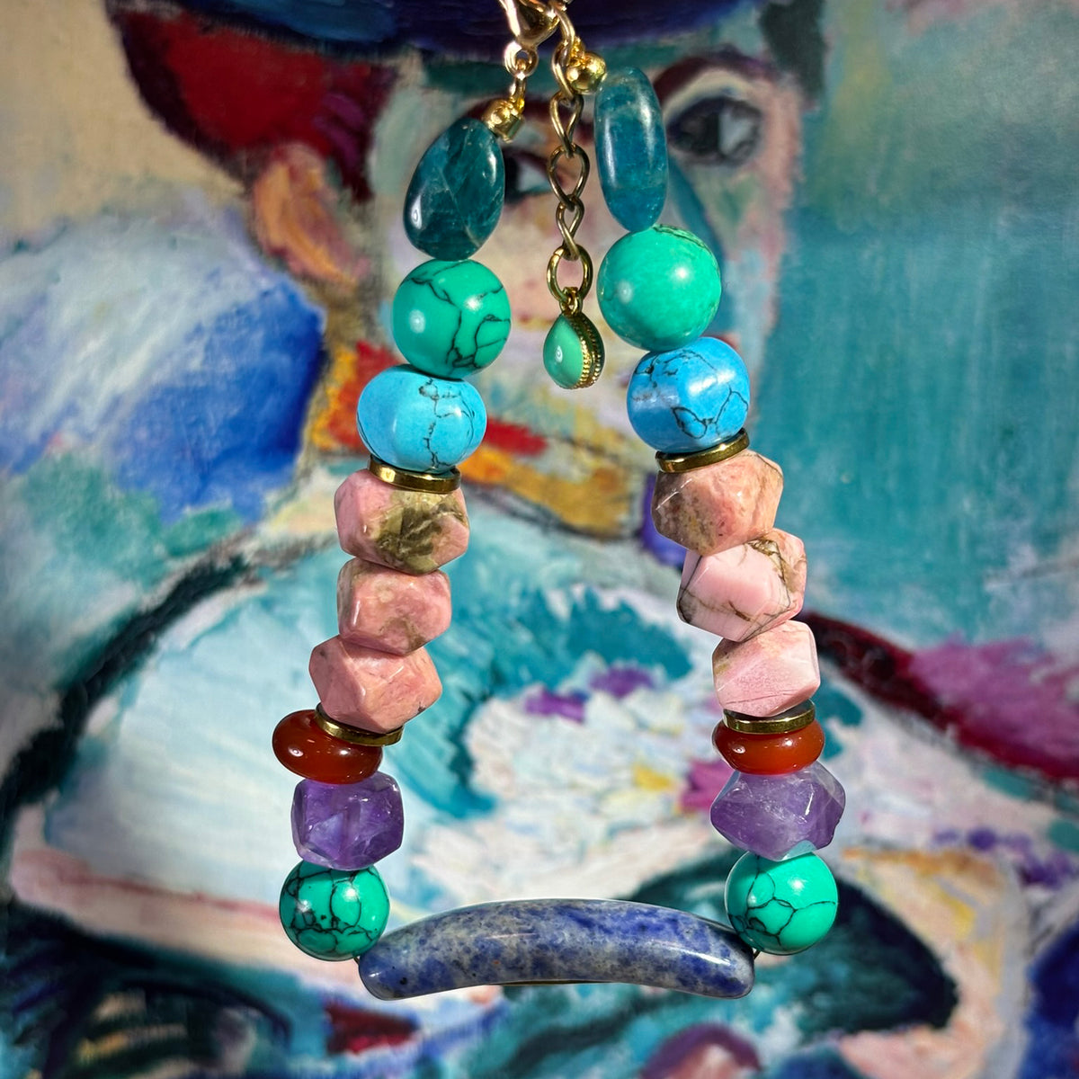 Rebellious Fauve: Matisse Inspired Amazonite & Sodalite Bracelet——A vibrant palette for joy and authentic expression.