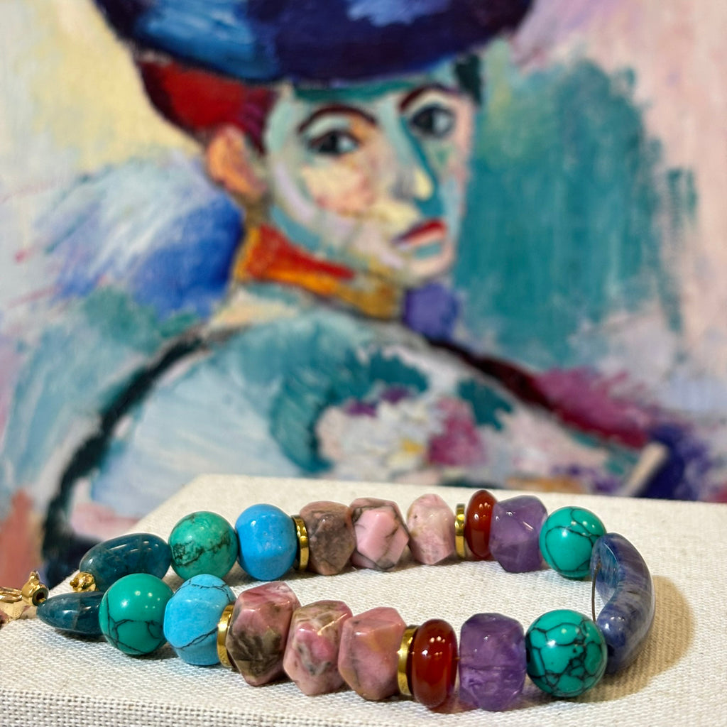 Rebellious Fauve: Matisse Inspired Amazonite & Sodalite Bracelet——A vibrant palette for joy and authentic expression.