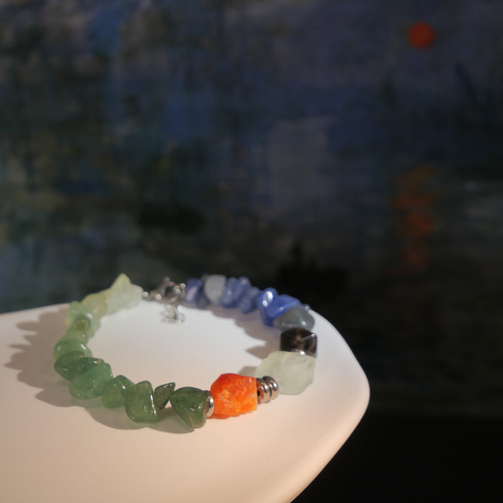 Dawn Seeker: Monet Inspired Carnelian & Aventurine Bracelet——A fleeting palette for vitality and courage