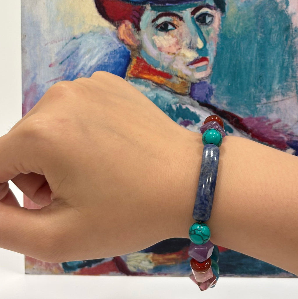 Rebellious Fauve: Matisse Inspired Amazonite & Sodalite Bracelet——A vibrant palette for joy and authentic expression.