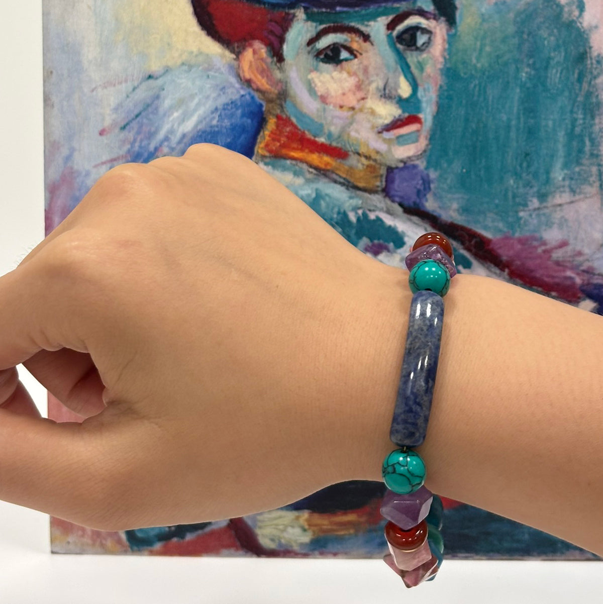 Rebellious Fauve: Matisse Inspired Amazonite & Sodalite Bracelet——A vibrant palette for joy and authentic expression.
