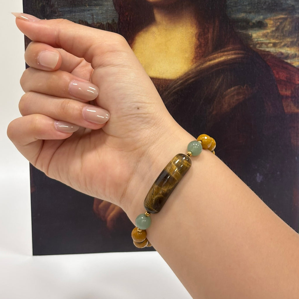 Enigmatic Gaze: Da Vinci Inspired Tiger's Eye & Mookaite Bracelet ——A Renaissance palette for wisdom and femininity