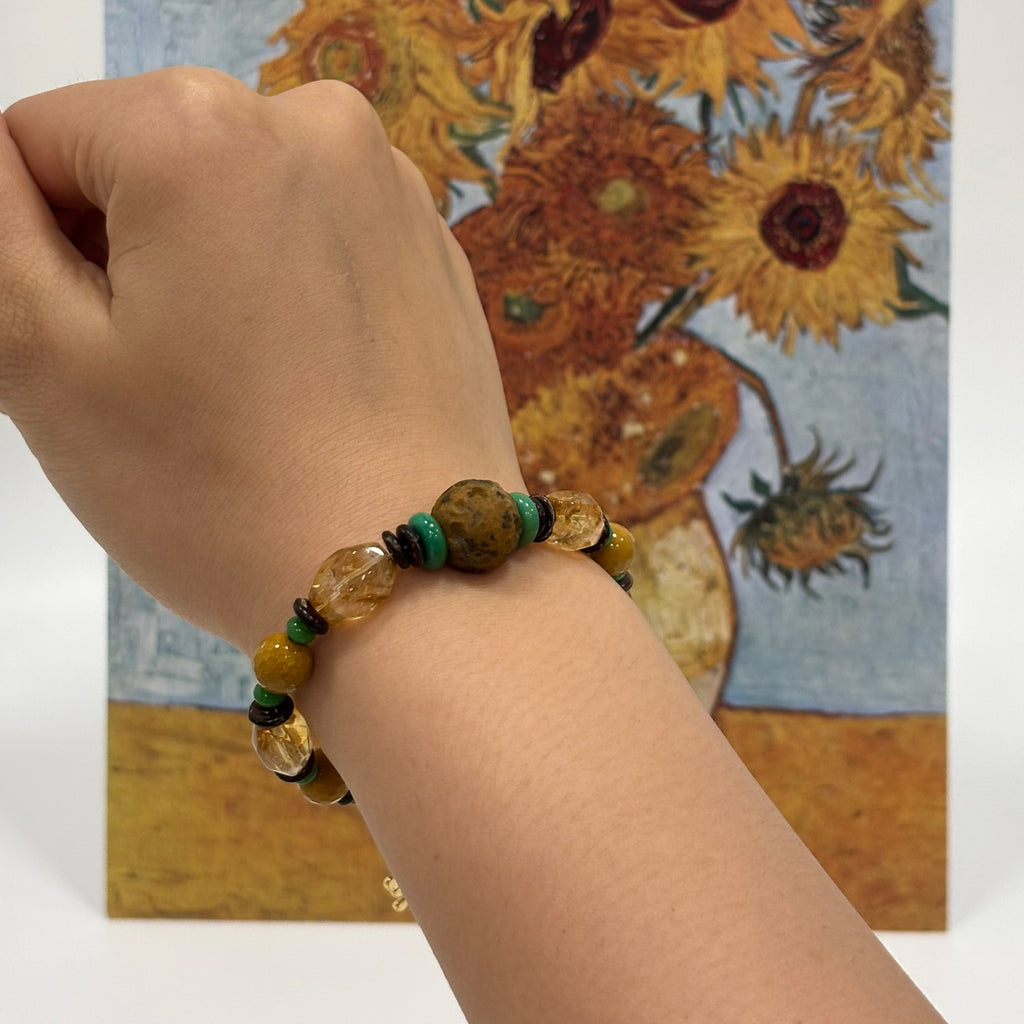 Radiant Sunflowers: Van Gogh Inspired Citrine & Alashan Meteorite Bracelet——A scorching palette for confidence  and abundance