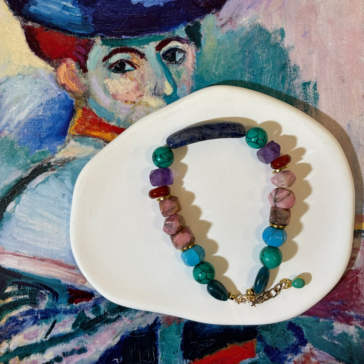 Rebellious Fauve: Matisse Inspired Amazonite & Sodalite Bracelet——A vibrant palette for joy and authentic expression.